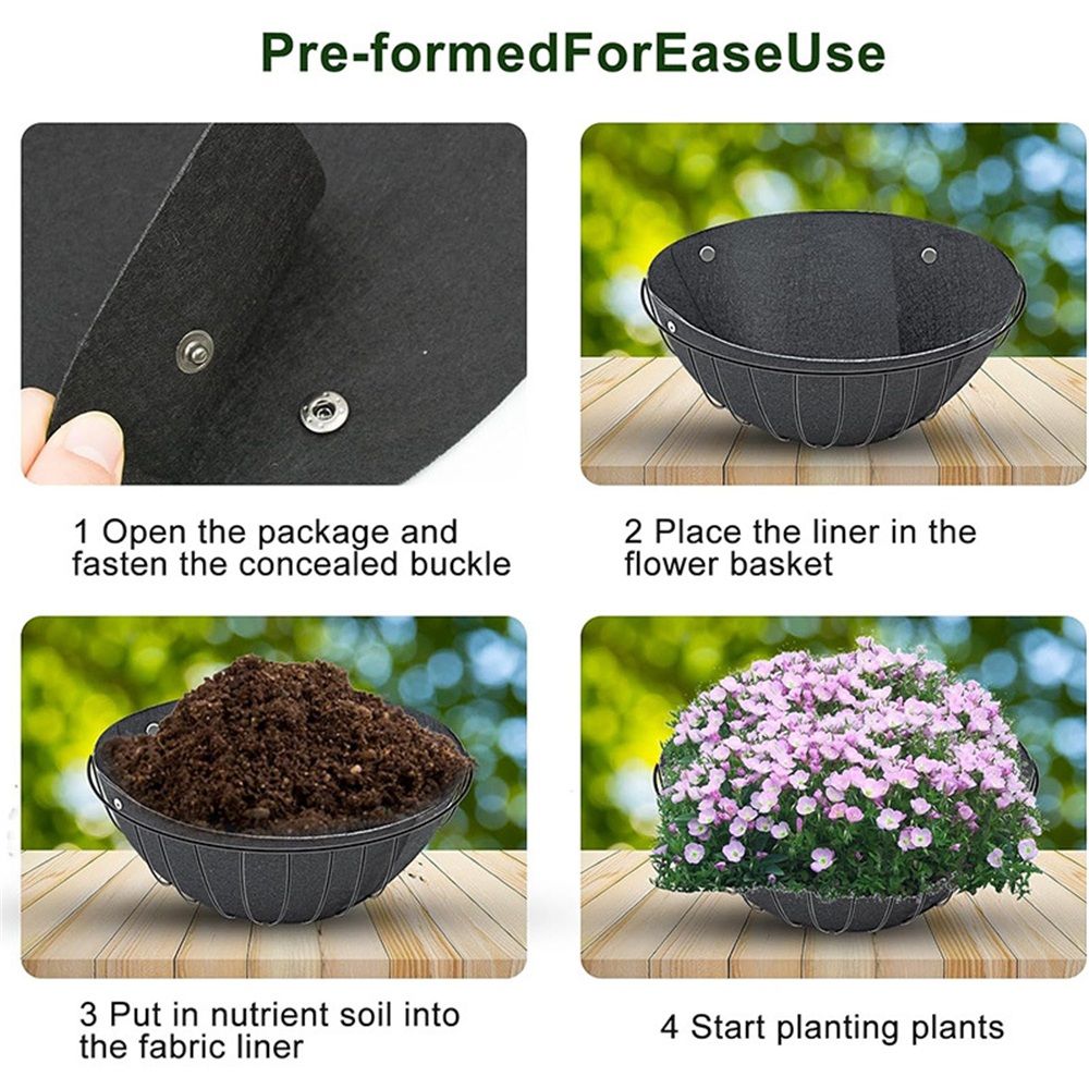 3PCS 16 Inch Round Hanging Basket Liners Fabric Hanging Plant Liners Non-Woven Planter Liners Black Felt Liners Replacement Inserts for Hanging Baskets Outdoor Plants - Image 4