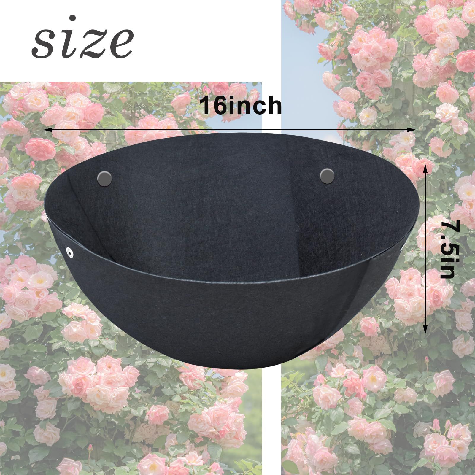3PCS 16 Inch Round Hanging Basket Liners Fabric Hanging Plant Liners Non-Woven Planter Liners Black Felt Liners Replacement Inserts for Hanging Baskets Outdoor Plants - Image 5