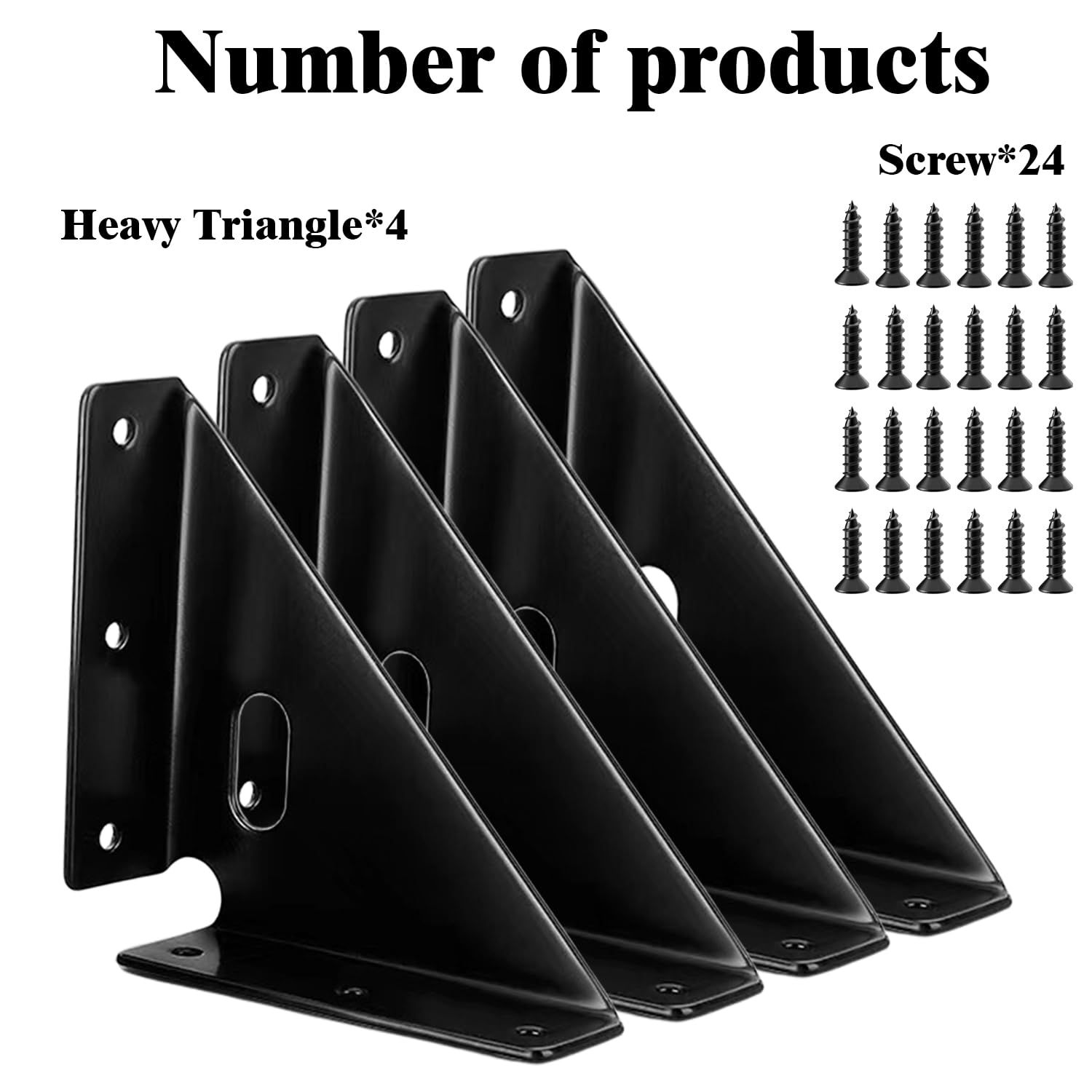 Heavy Duty Gusset Joints 4 Pcs,  Bracket Corner Brace Bracket Fasteners, Furniture Shelf Support Joint Fasteners for Table, Cabinet Bed Stabilization (Black) 86mm x 86mm - Image 2