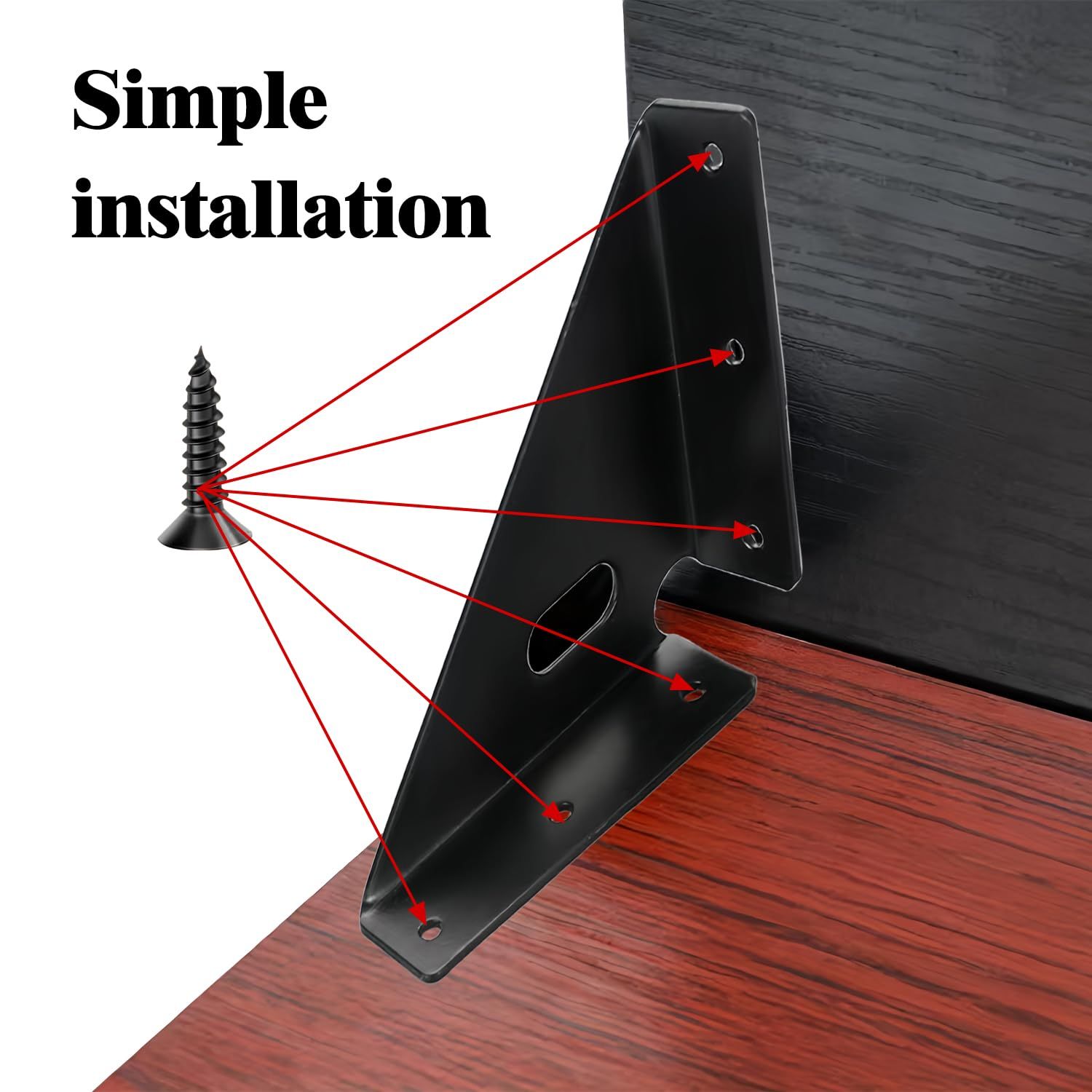 Heavy Duty Gusset Joints 4 Pcs,  Bracket Corner Brace Bracket Fasteners, Furniture Shelf Support Joint Fasteners for Table, Cabinet Bed Stabilization (Black) 86mm x 86mm - Image 3