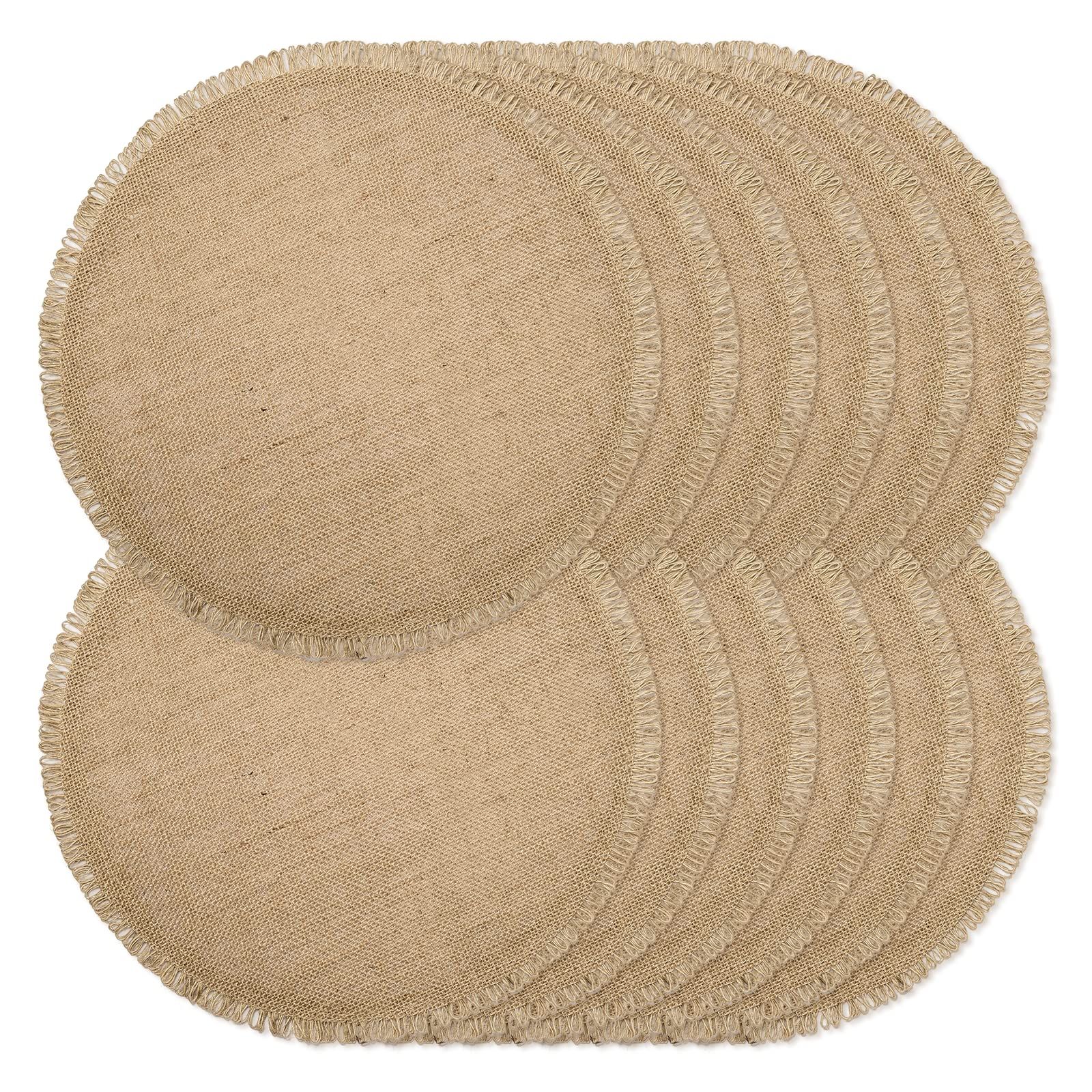 Round  Placemats Set of 12 Jute Rustic Place Mats for Dining Tables Heat Resistant Natural Farmhouse Table Mats Decor for Thanksgiving (Tassel) - Image 1