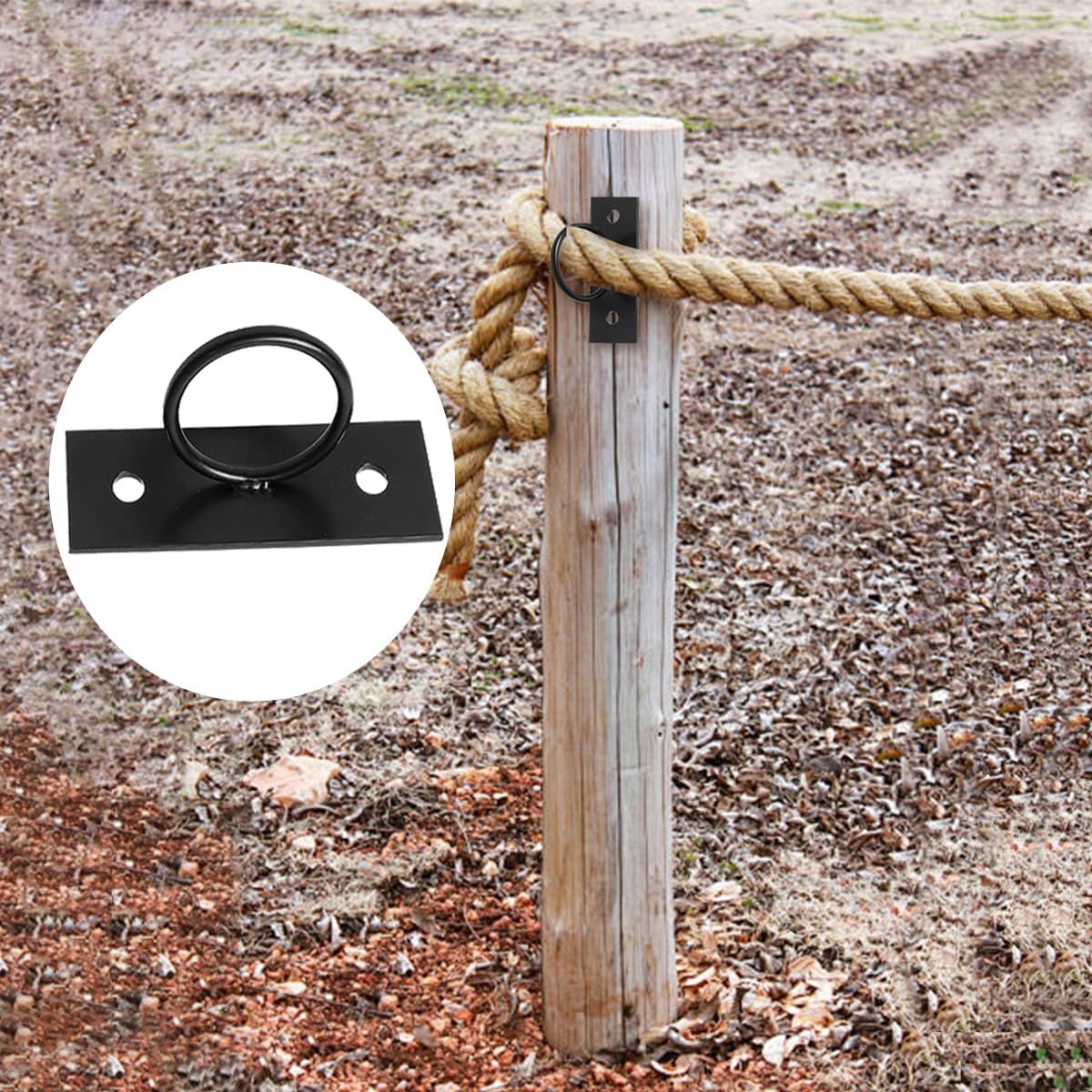 5PCS Rope Fence Bracket Holders, Ring Rope Support Battle Rope Anchor Decorative Rope Holder for Rope Fences, Stair Railings, Wall Hooks, Ceiling Hooks - Image 3