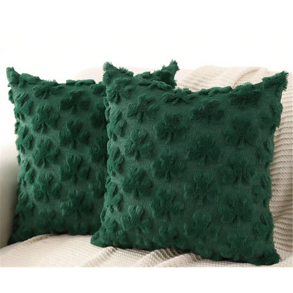Pillowcase 18x18 inches, set of 2 pieces, clover soft plush jacquard pillow, bedroom sofa, holiday home decoration - Image 1