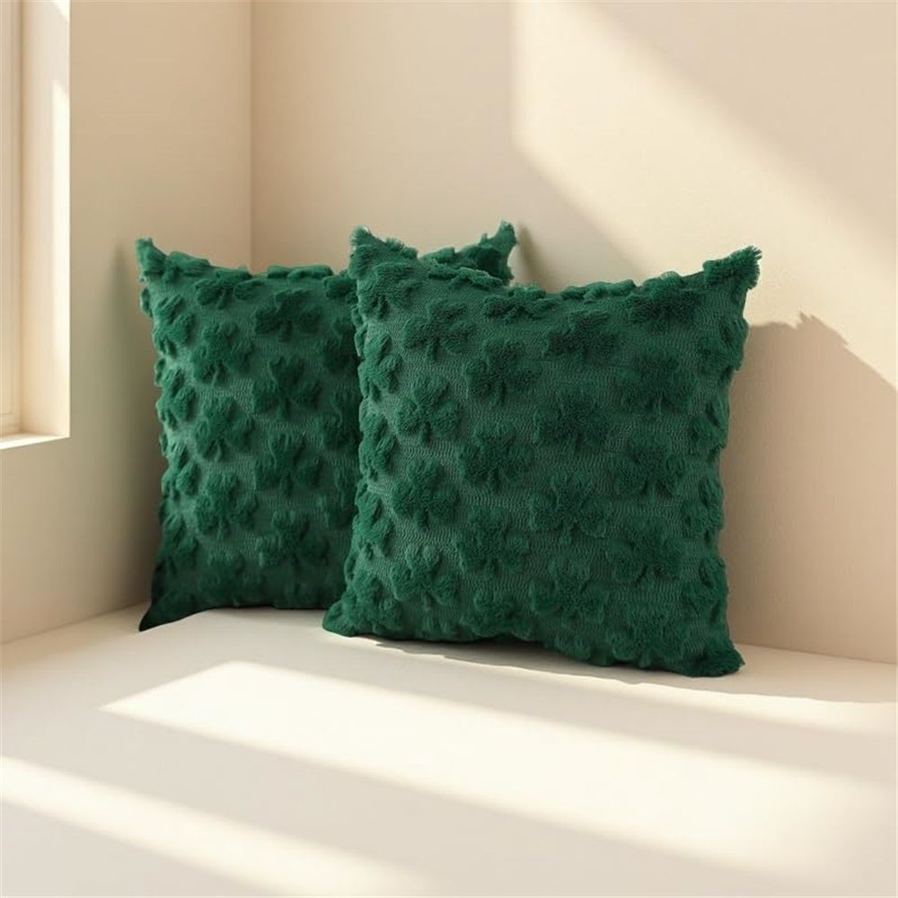Pillowcase 18x18 inches, set of 2 pieces, clover soft plush jacquard pillow, bedroom sofa, holiday home decoration - Image 3