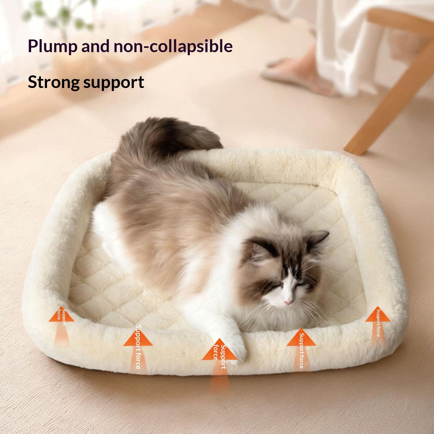 Pet Bed with Cushioning for Comfort in Crate Pet Products Machine Washable  Pet Bed,  winter warm cat bed（Rice white small size 35 * 40CM） - Image 2