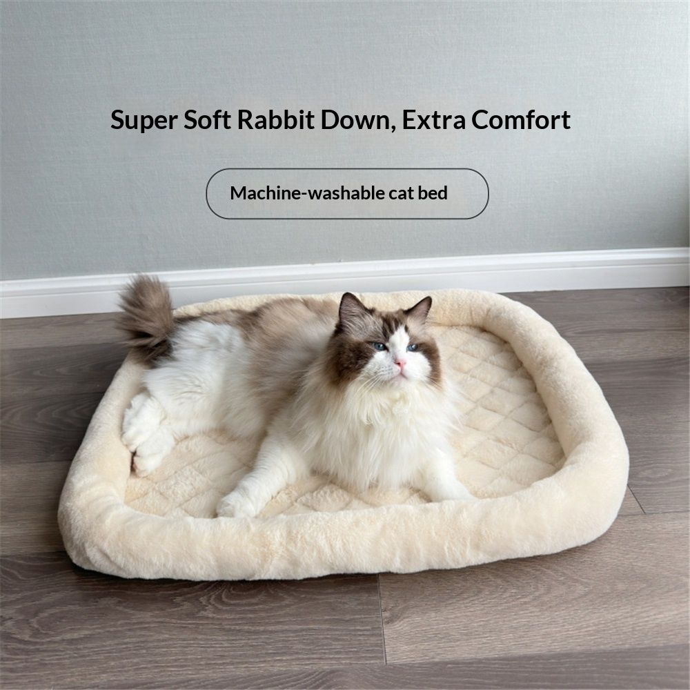 Pet Bed with Cushioning for Comfort in Crate Pet Products Machine Washable  Pet Bed,  winter warm cat bed（Rice white small size 35 * 40CM） - Image 3