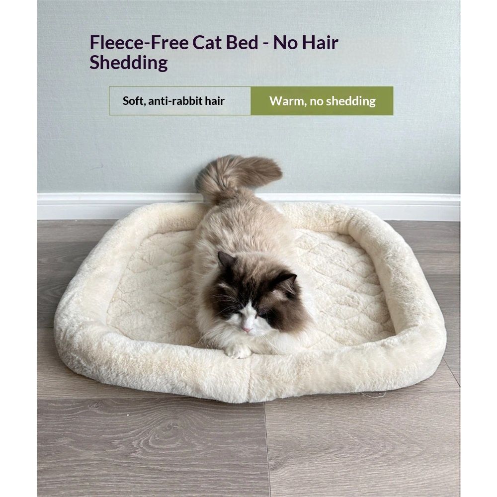 Pet Bed with Cushioning for Comfort in Crate Pet Products Machine Washable  Pet Bed,  winter warm cat bed（Rice white small size 35 * 40CM） - Image 5