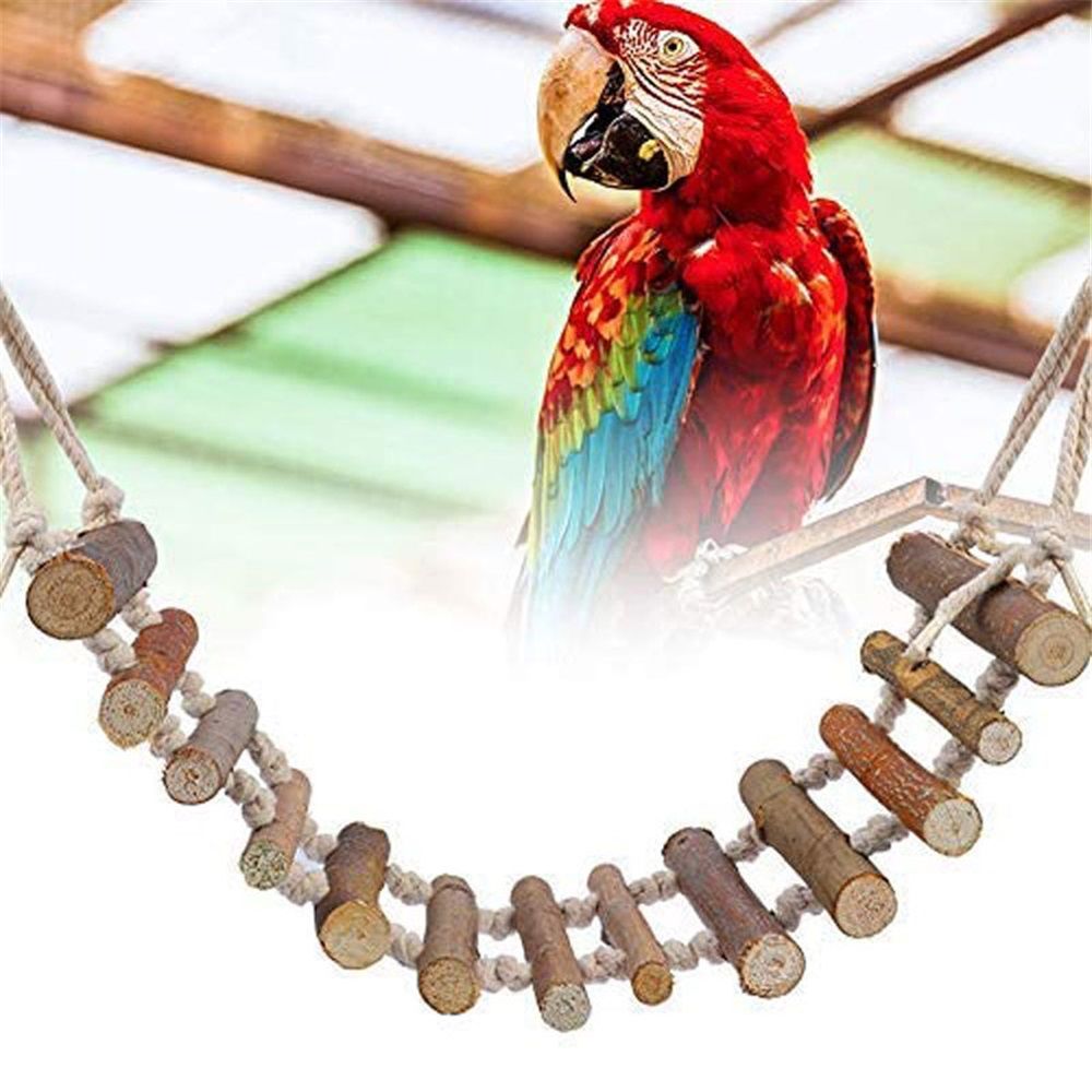 Rope Ladder Bird Toy, Bird Ladder Rope Wooden Ladder Swing Ladder Toy for Parrots Pet Hamster Parrot Parrot Perch for Cage Hanging Pet Bird Cage Accessories（10*60cm） - Image 3