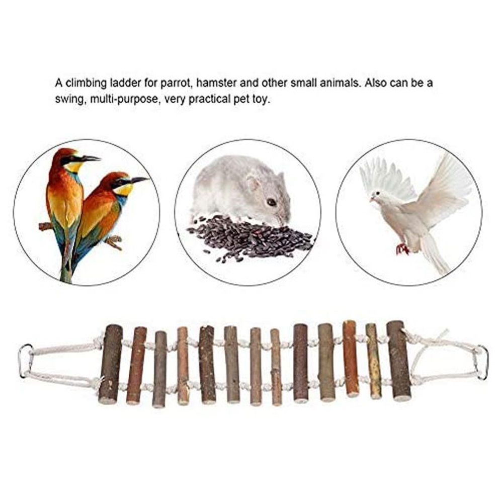 Rope Ladder Bird Toy, Bird Ladder Rope Wooden Ladder Swing Ladder Toy for Parrots Pet Hamster Parrot Parrot Perch for Cage Hanging Pet Bird Cage Accessories（10*60cm） - Image 4