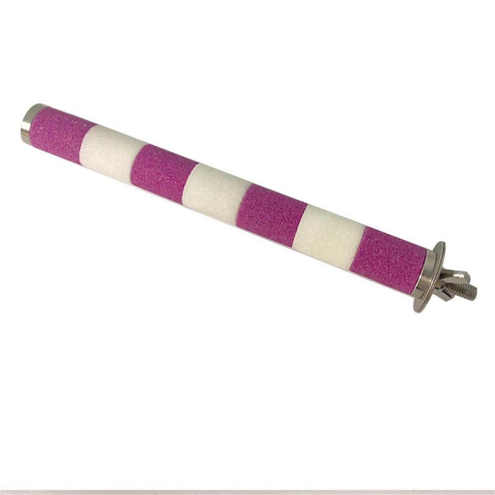 Frosted Bird Rod Toy for Parrots and Parakeets Sturdy Chewing Stand Screw Mount Bird Perch for Cage Accessories Suitable for Budgerigars and Cockatiels（2*20cm white+pink） - Image 1