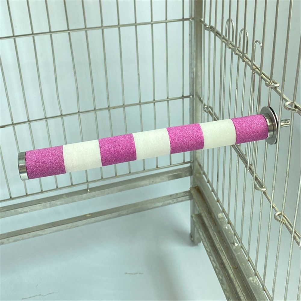 Frosted Bird Rod Toy for Parrots and Parakeets Sturdy Chewing Stand Screw Mount Bird Perch for Cage Accessories Suitable for Budgerigars and Cockatiels（2*20cm white+pink） - Image 2