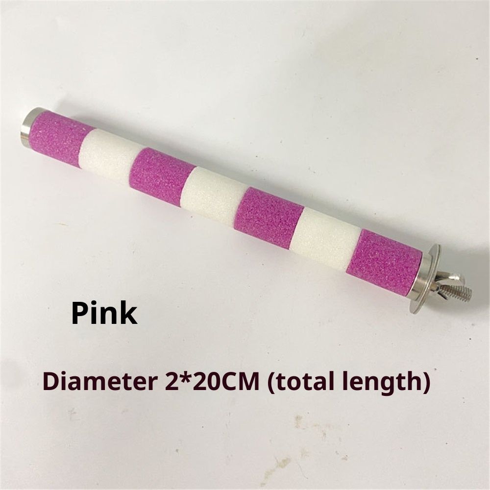 Frosted Bird Rod Toy for Parrots and Parakeets Sturdy Chewing Stand Screw Mount Bird Perch for Cage Accessories Suitable for Budgerigars and Cockatiels（2*20cm white+pink） - Image 5