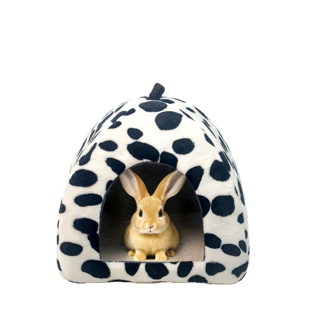 Guinea Pig Bed, Guinea Pig Warm Hideout House Accessories Cozy Bed for Small Animals Hamsters Chinchillas Dwarf Bunnies Hedgehogs（Black and white dots） - Image 1