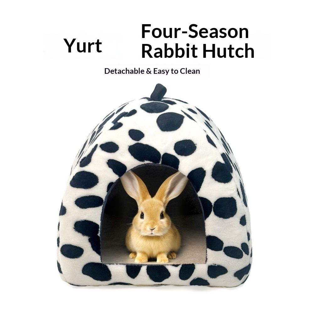 Guinea Pig Bed, Guinea Pig Warm Hideout House Accessories Cozy Bed for Small Animals Hamsters Chinchillas Dwarf Bunnies Hedgehogs（Black and white dots） - Image 3