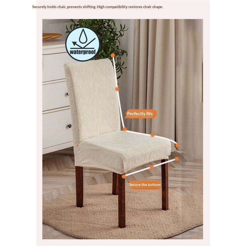 Waterproof Chair Covers for Dining Room, Stretch Jacquard Dining Chair Slipcovers Removable Washable Chair Protector for Kitchen, Hotel, Restaurant (beige, 2 PCS) - Image 2