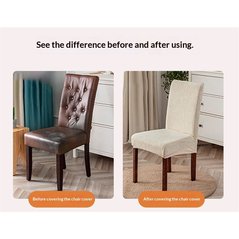Waterproof Chair Covers for Dining Room, Stretch Jacquard Dining Chair Slipcovers Removable Washable Chair Protector for Kitchen, Hotel, Restaurant (beige, 2 PCS) - Image 3