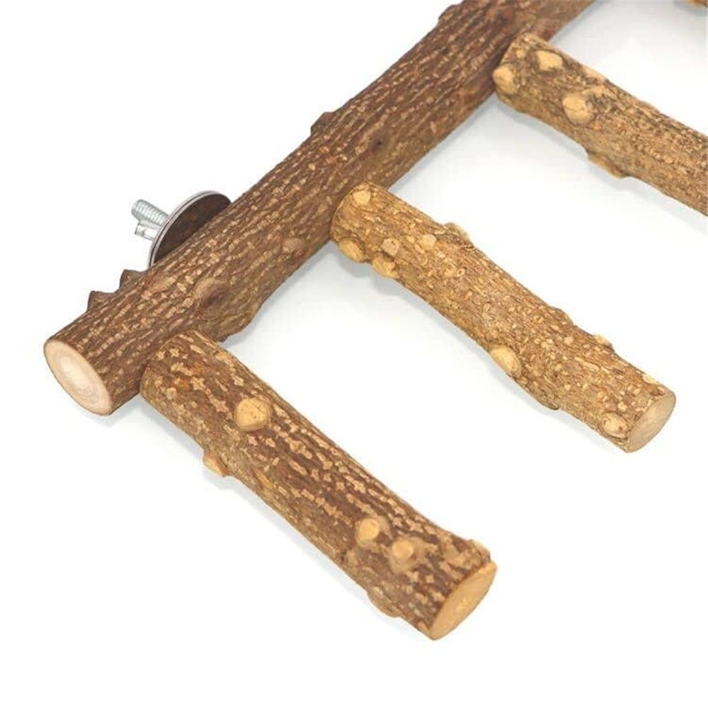 Bird Ladder Perch Cage Nature Wood Stand Parrot Chew Toy for Small Medium Parrot Animal - Image 4