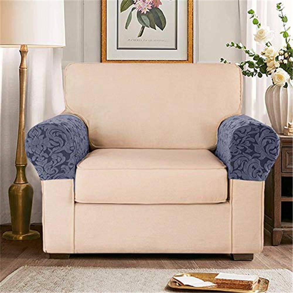 Arm Rest Covers Set, Pack of 2Stretch Armchair Arm Covers Soft Polyester Arm Caps Non Slip Furniture Protector for Chair, Sofa, Couch (Grey) - Image 4
