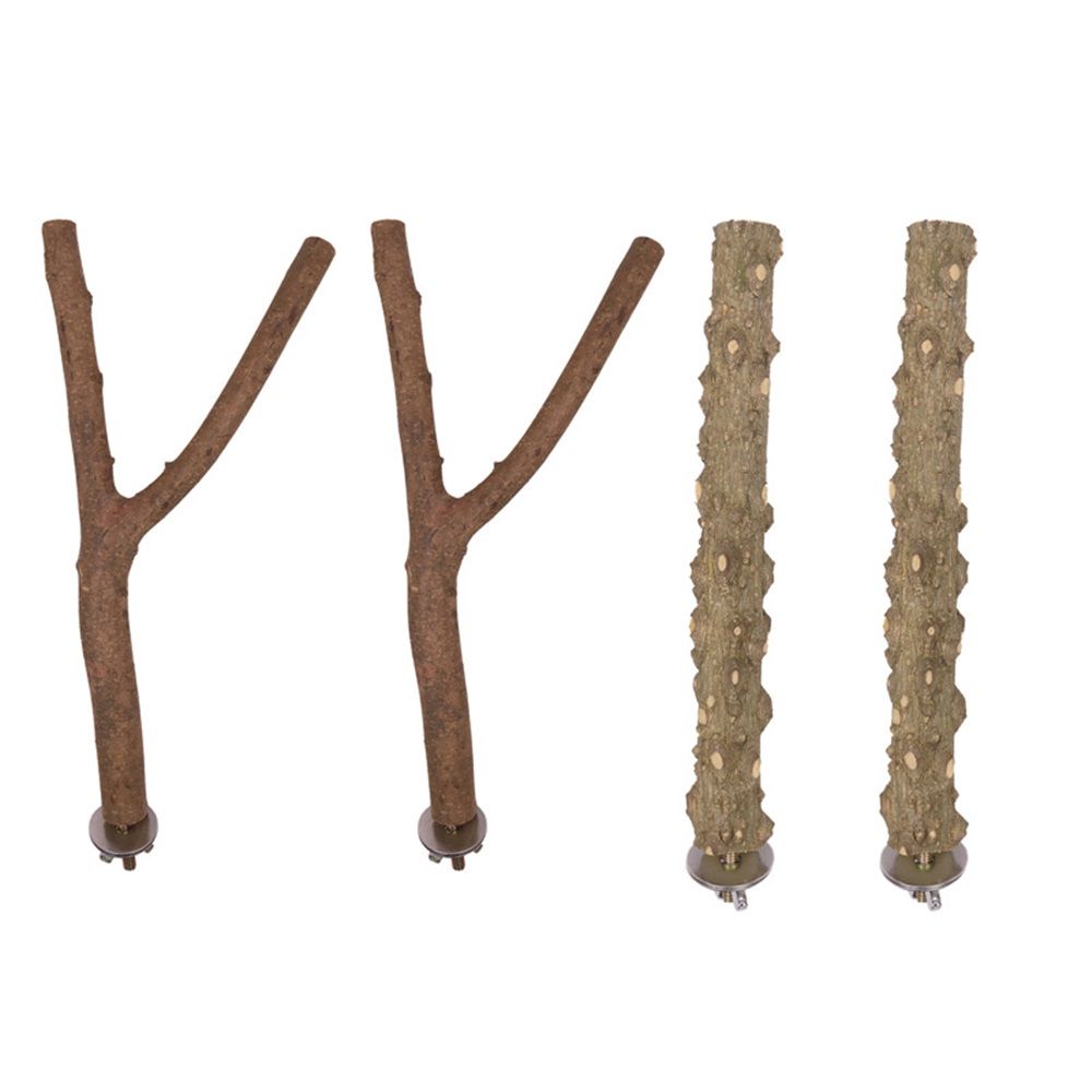5PCS Bird Perch Stand Natural Wooden Parrot Stand Branch,3 Grape Wood Perch,2 Stand,Paw Grinding Fork Parakeet Chewing Stick Exercise Training （25cm） - Image 2