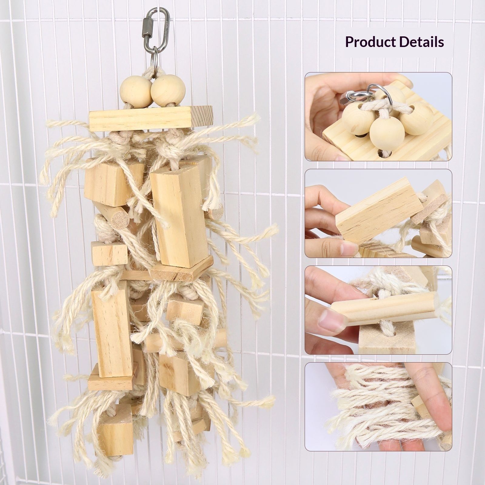 Blocks Natural Wood Large Bird Toy - Parrot Toys - Bird Toys for Parrots, Cockatoos, Macaws, Large Birds（log） - Image 3