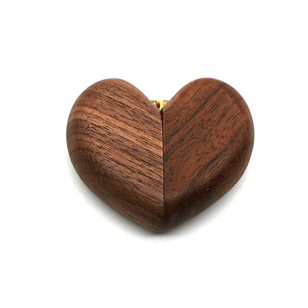 Heart Shaped Slim Secret Engagement Ring Box Wooden Pocket Sized Discreet for Wedding Ceremony Engagement Proposal Ring Bearer Ideas - Image 1