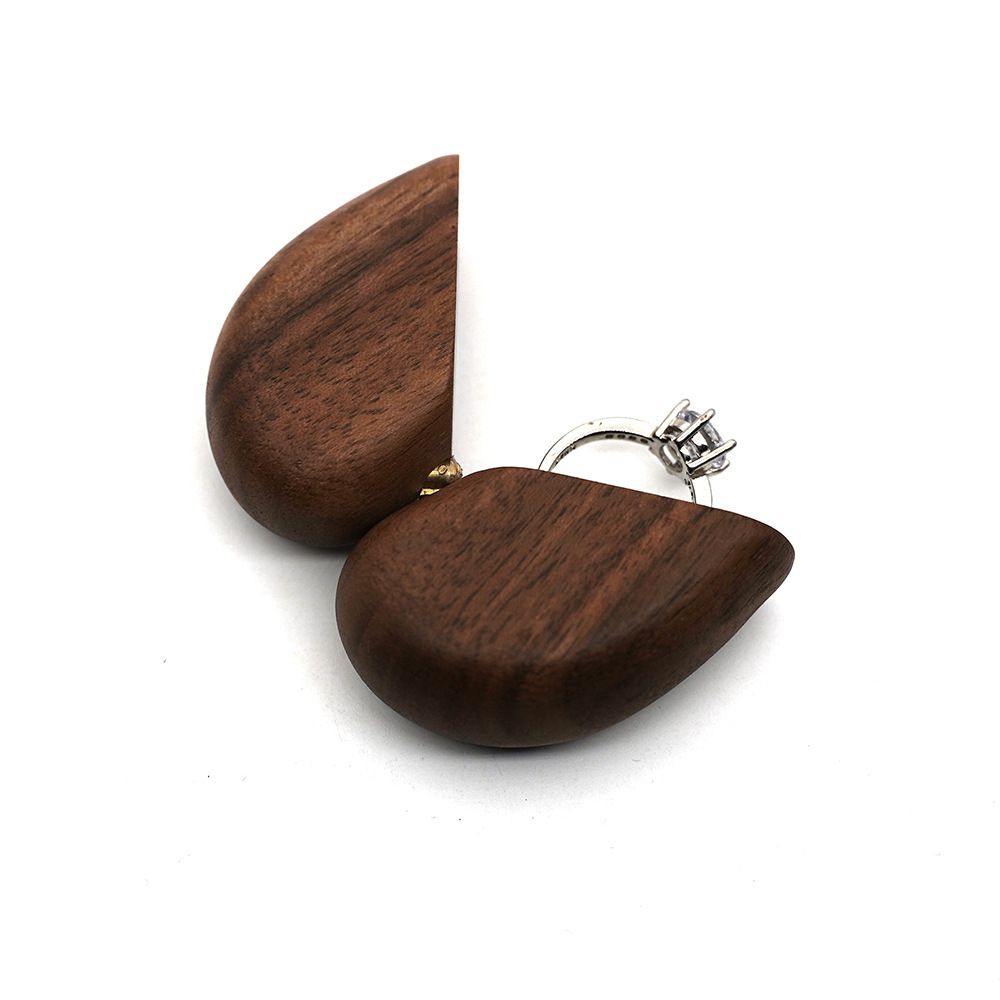 Heart Shaped Slim Secret Engagement Ring Box Wooden Pocket Sized Discreet for Wedding Ceremony Engagement Proposal Ring Bearer Ideas - Image 2