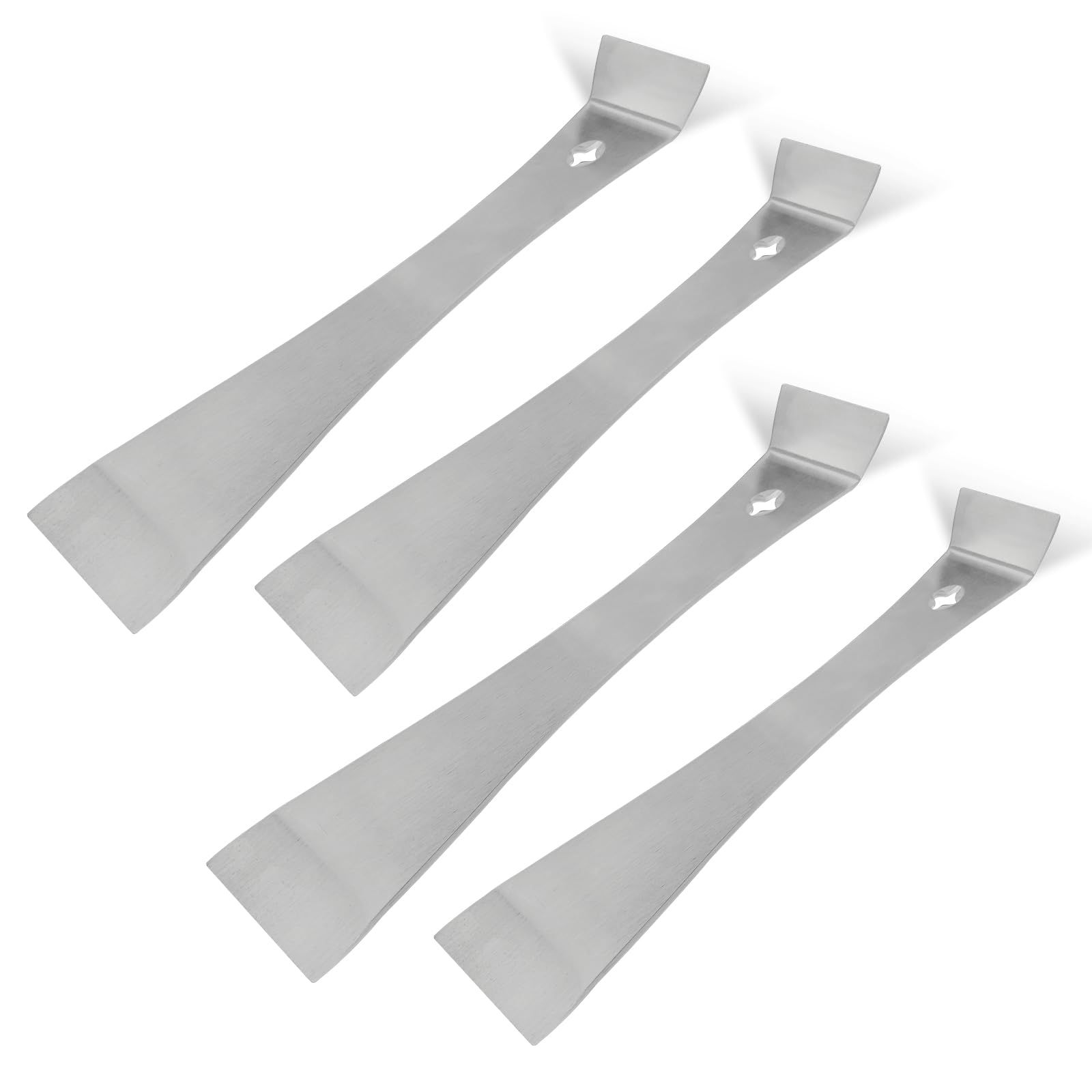 4-Piece Stainless Steel Pry Bar Scraper Set, Trim Puller, Small Flat Pry Bar, Silver Beekeeping Hive Scraper, Bee Hive Hand Tool, - Image 1