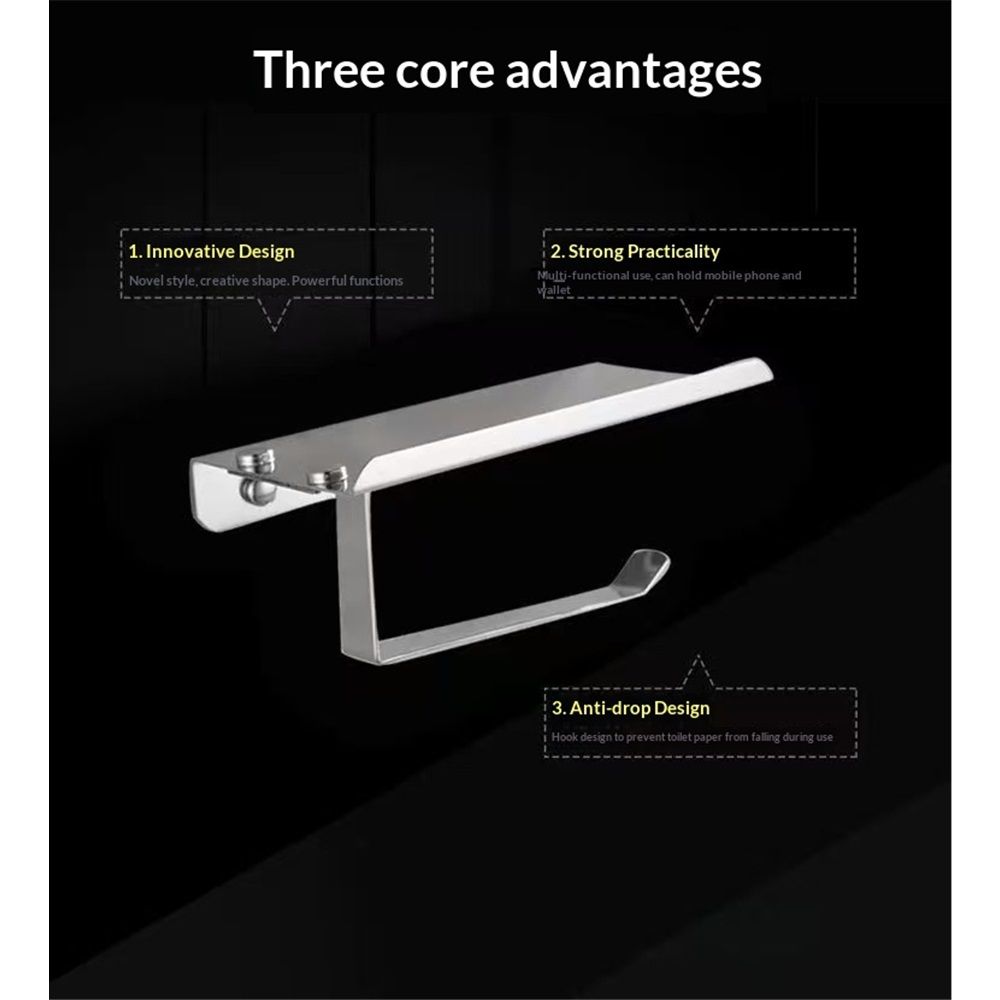 Toilet Paper Holder, Stainless Steel Bathroom Tissue Roll Holder,Screw Wall Mount Tissue Holder for Bathroom Washroom,Modern Toilet Paper Holder Rustproof - Image 3