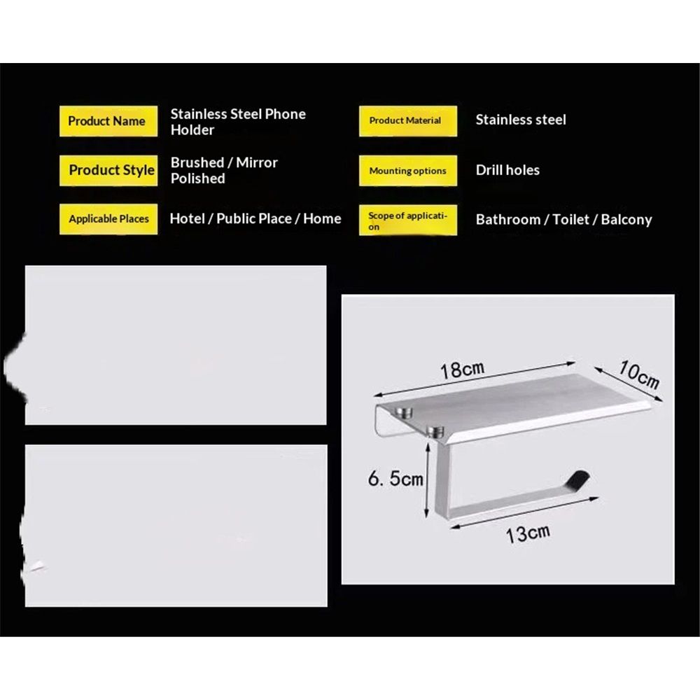 Toilet Paper Holder, Stainless Steel Bathroom Tissue Roll Holder,Screw Wall Mount Tissue Holder for Bathroom Washroom,Modern Toilet Paper Holder Rustproof - Image 4