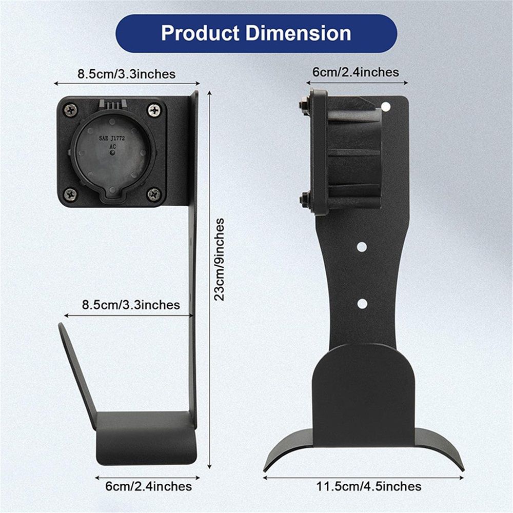 EV Charger Holder Cable Organizer Wall-Aligned Mount Holder, Space-Saving, No Cable Cutting, Electric Car Charger Cord Holder & Plug Holster Dock for Connector - Image 4