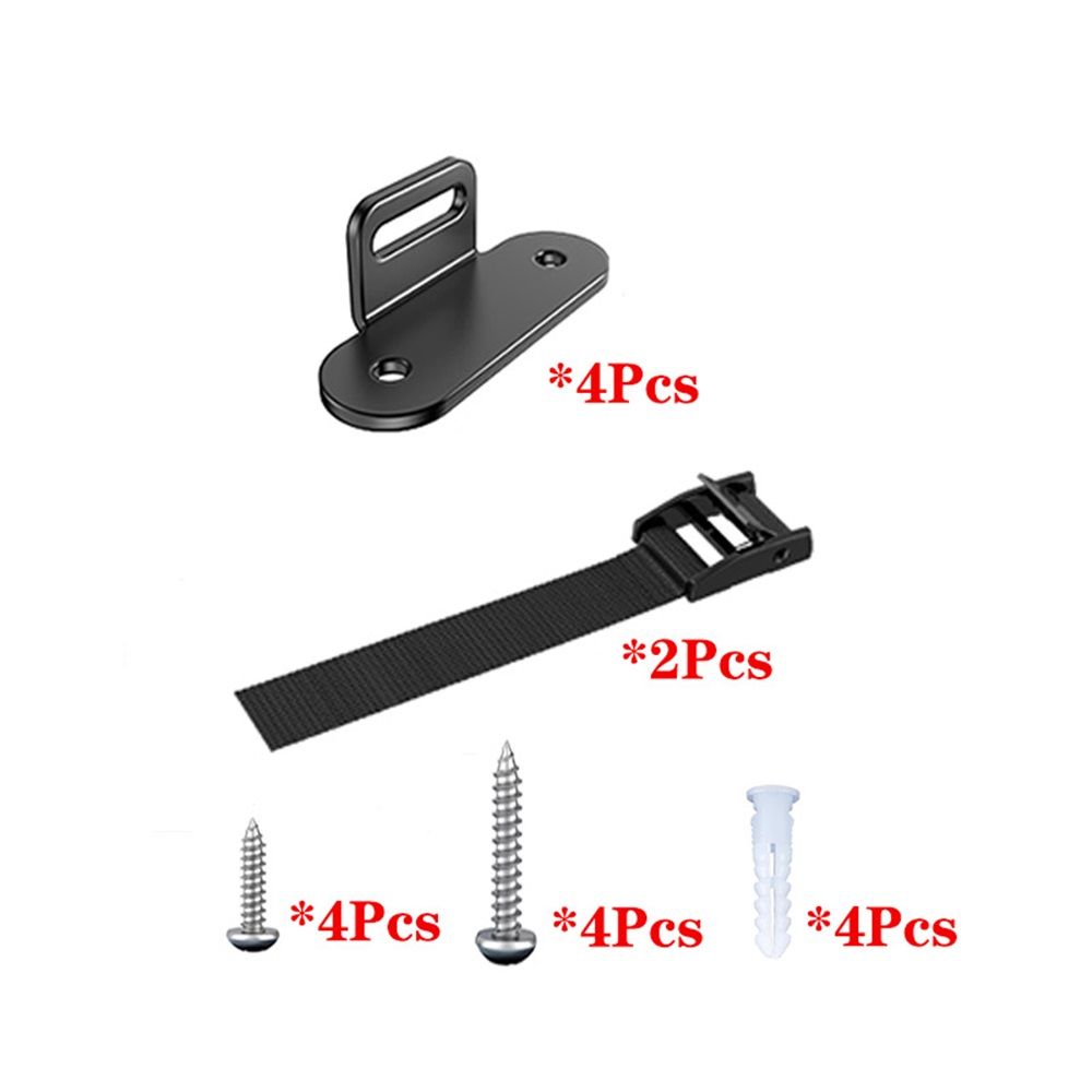 Anti Tip Furniture Anchors (2 Sets),Heavy Duty Furniture Wall Anchor,Adjustable Earthquake Straps,Furniture Anchors for Baby Proofing,Black - Image 1