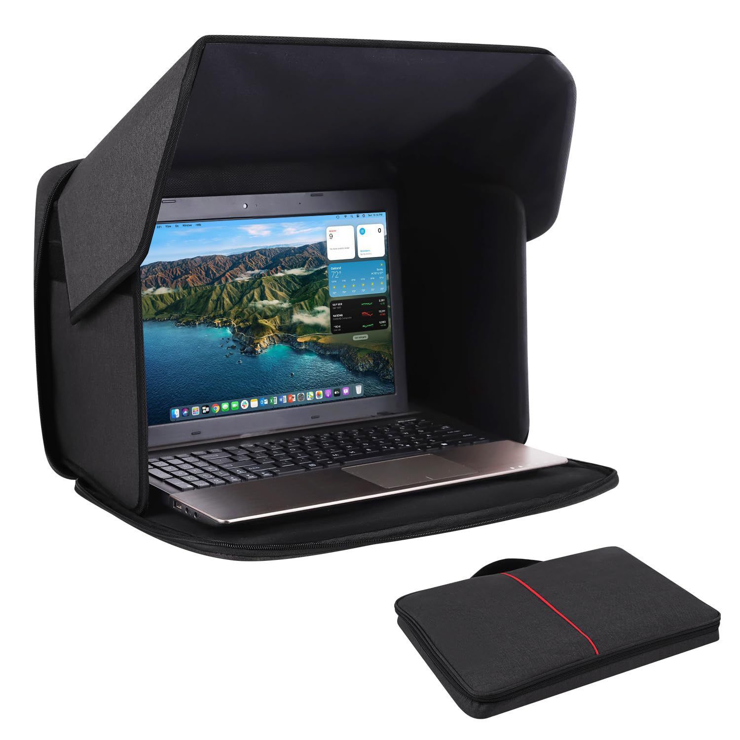 Laptop Sun Shade,Lightweight Laptop Sun Glare Shield Privacy Cover for Working Outside,Computer Privacy Hood Foldable and Portable Shield Cover Computer Hood Outside Glare 14''Pat - Image 1