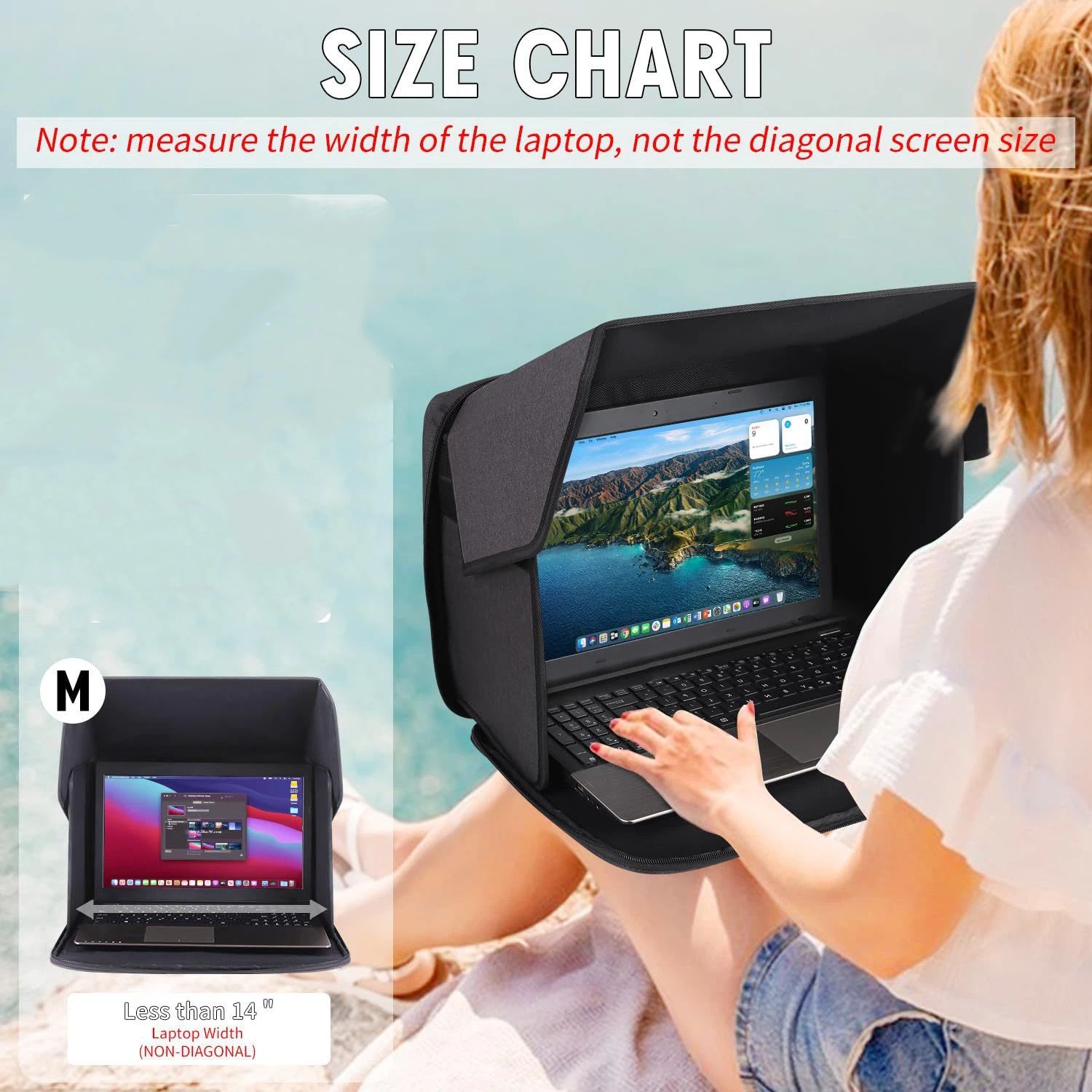 Laptop Sun Shade,Lightweight Laptop Sun Glare Shield Privacy Cover for Working Outside,Computer Privacy Hood Foldable and Portable Shield Cover Computer Hood Outside Glare 14''Pat - Image 2