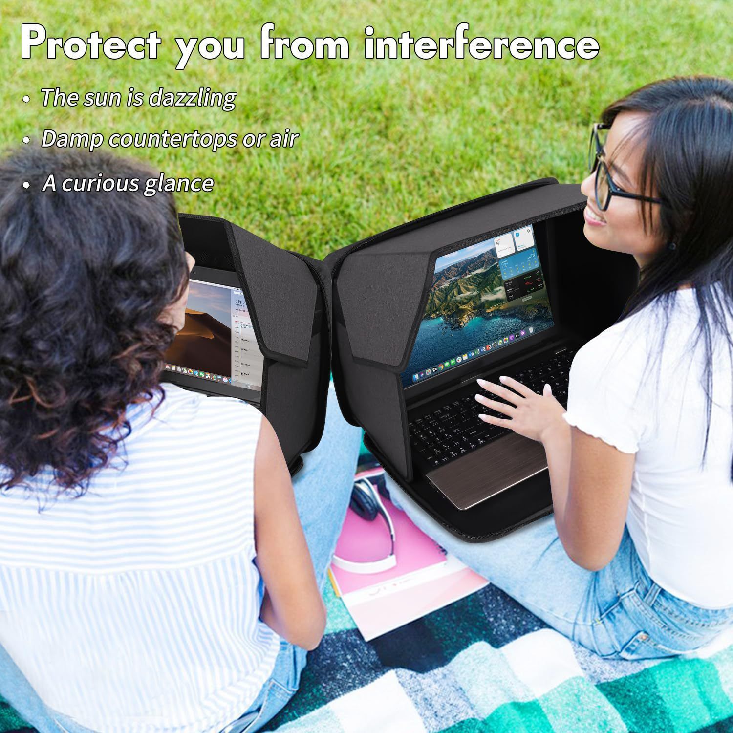 Laptop Sun Shade,Lightweight Laptop Sun Glare Shield Privacy Cover for Working Outside,Computer Privacy Hood Foldable and Portable Shield Cover Computer Hood Outside Glare 14''Pat - Image 3