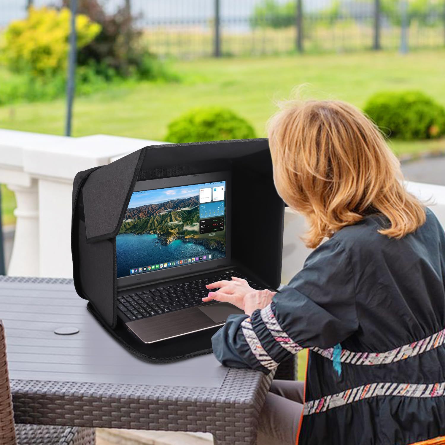 Laptop Sun Shade,Lightweight Laptop Sun Glare Shield Privacy Cover for Working Outside,Computer Privacy Hood Foldable and Portable Shield Cover Computer Hood Outside Glare 14''Pat - Image 5