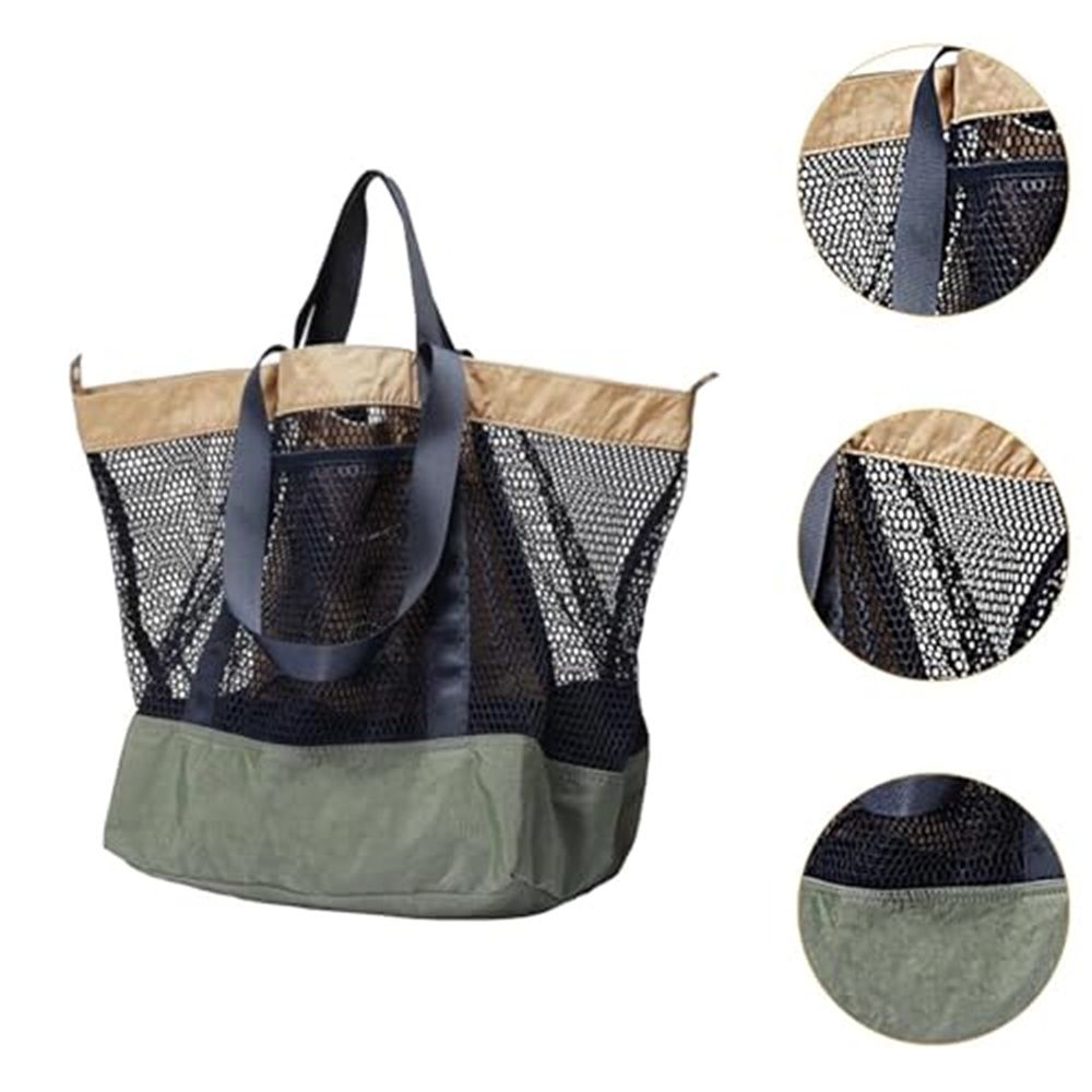 Large Mesh Beach Bag, Vacation, Pool, Shopping, & Travel Tote - Foldable w/Storage Pockets for Women, Men & Families - Image 2