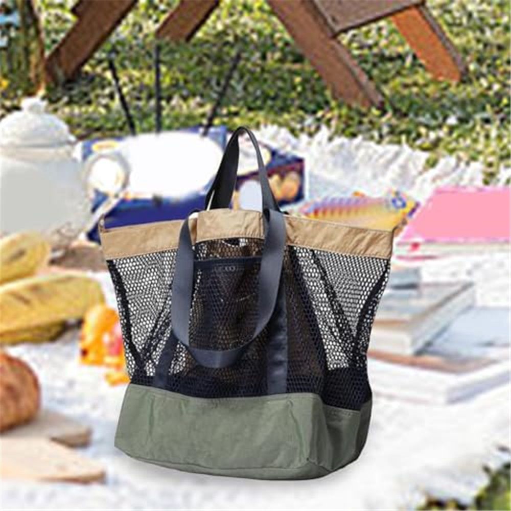Large Mesh Beach Bag, Vacation, Pool, Shopping, & Travel Tote - Foldable w/Storage Pockets for Women, Men & Families - Image 4