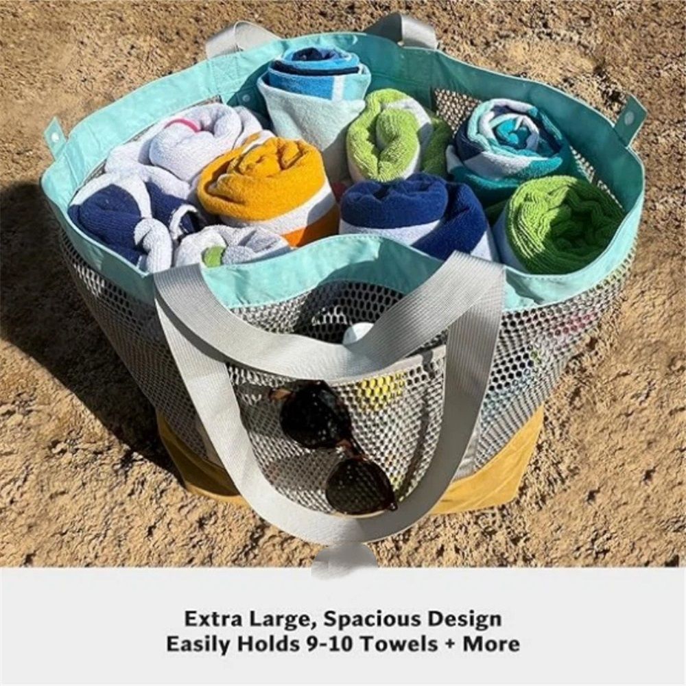 Large Mesh Beach Bag, Vacation, Pool, Shopping, & Travel Tote - Foldable w/Storage Pockets for Women, Men & Families - Image 5