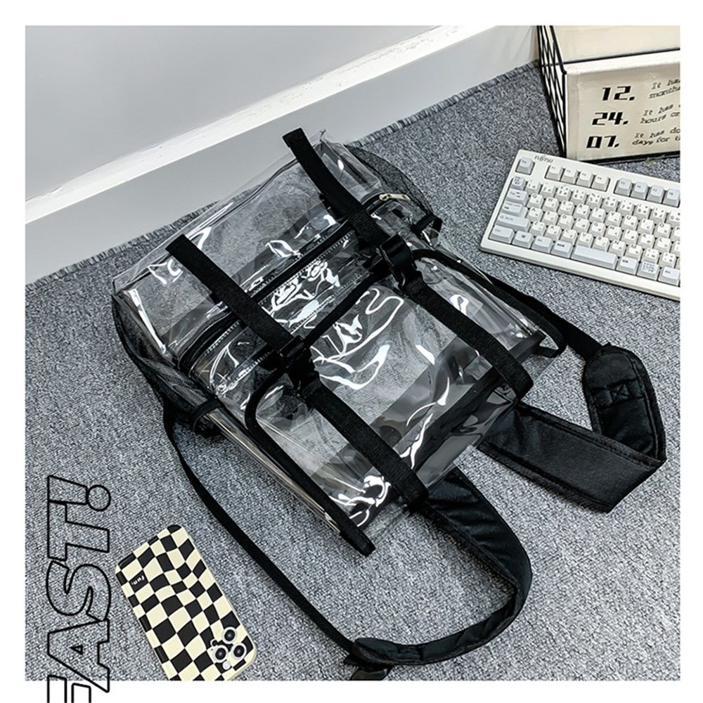 Clear Backpack Heavy Duty, Large Clear Bookbag for Boys Girls Adult, See Through Book Bag Transparent Backpacks with Multiple Pockets for School College Work Casual Sport, Black - Image 1