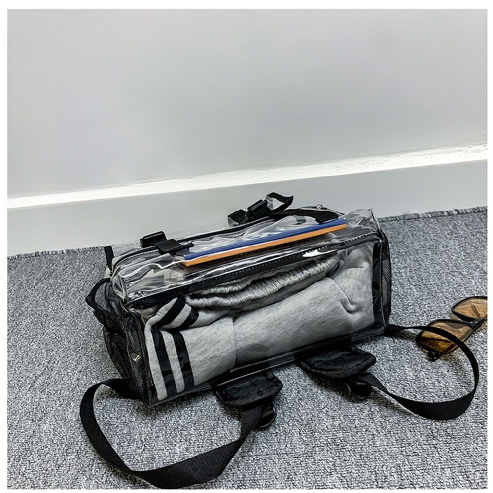 Clear Backpack Heavy Duty, Large Clear Bookbag for Boys Girls Adult, See Through Book Bag Transparent Backpacks with Multiple Pockets for School College Work Casual Sport, Black - Image 3
