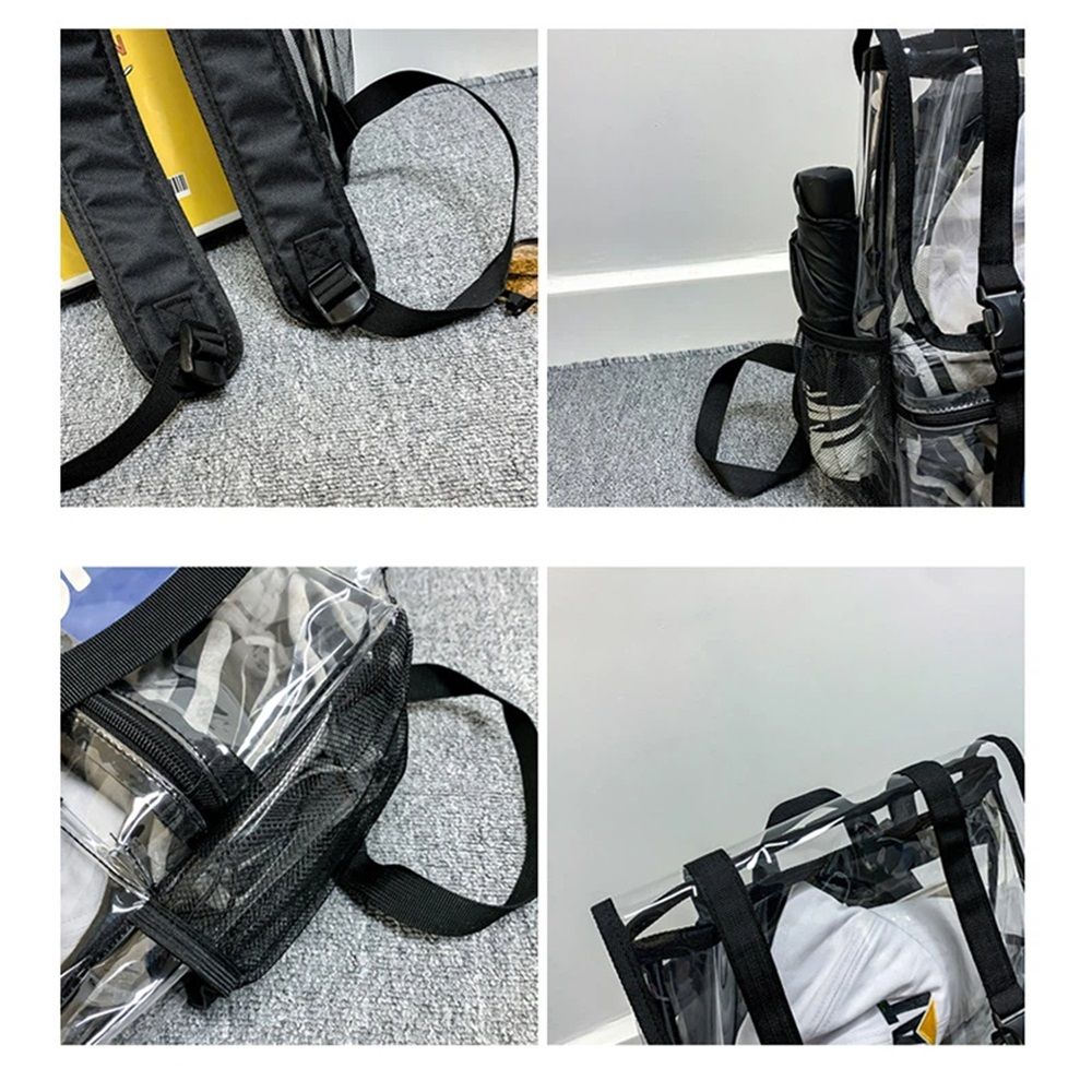 Clear Backpack Heavy Duty, Large Clear Bookbag for Boys Girls Adult, See Through Book Bag Transparent Backpacks with Multiple Pockets for School College Work Casual Sport, Black - Image 4