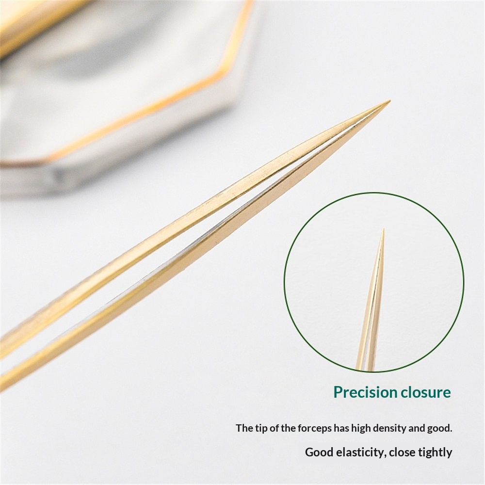 6 pack Lash Tweezers for Eyelash Extension, Professional Lash Extension Tweezer Set, High Precision Eyelash Tweezers for Volume Eyelash Extensions (Gold, 6 PCS Set) - Image 4