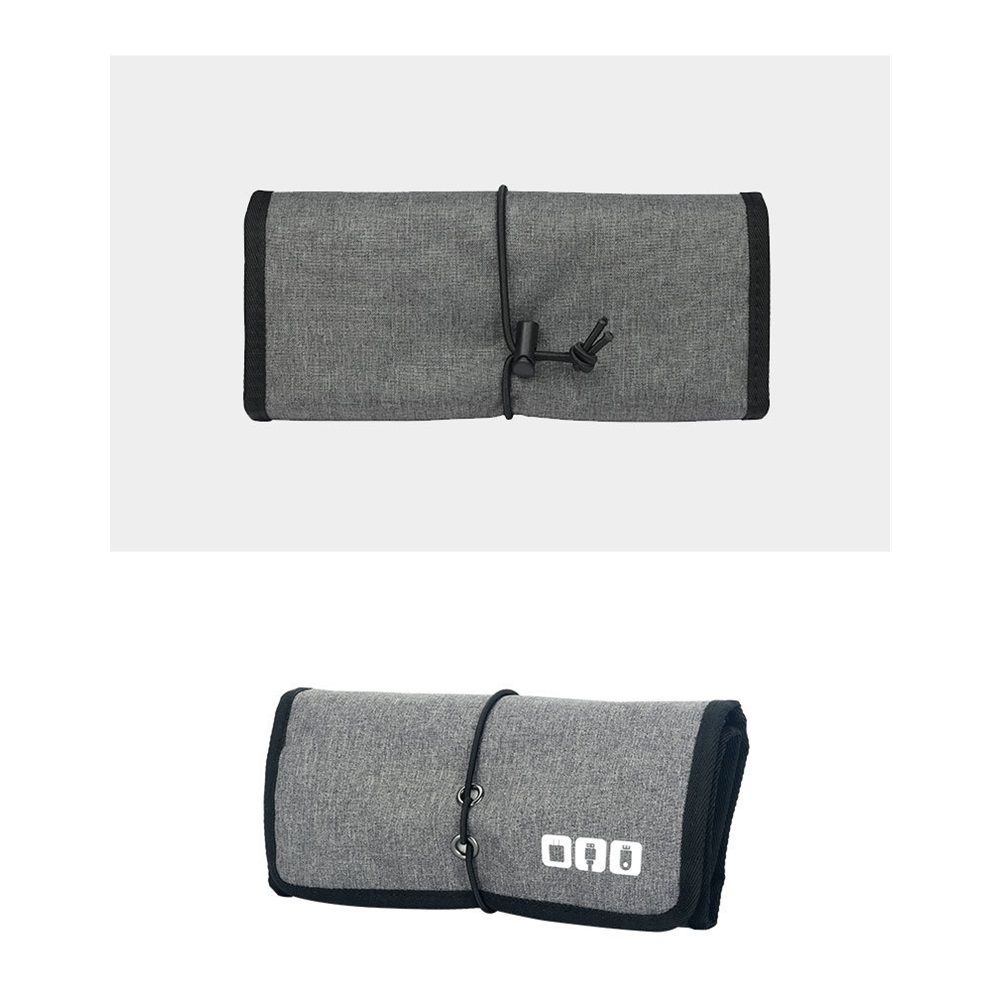 Electronic Organizer Cord Pouch, Travel Cable Charger Phone Accessories Bag Organizer Roll up Tech Carrying Case for USB Cables Memory Cards Earphone Flash Hard Drive – gray（oniy bag） - Image 4
