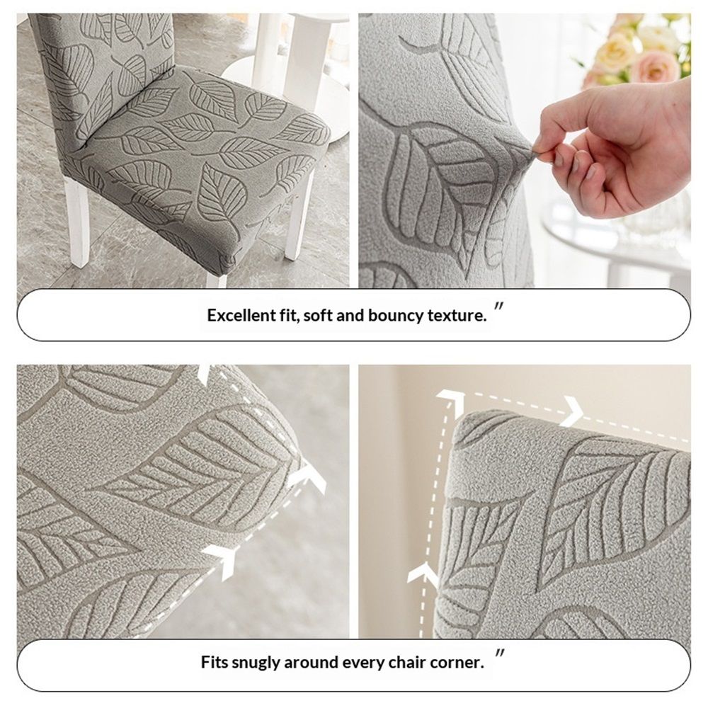 Dining Chair Covers,Dining Room Chair Covers Set of 4,Printed Chair Slipcover, Soft Removable Washable,Pet Friendly Furniture Protector Seat Cover,Universal Fit for Hotel,Banquet（Dark Gray Leaf） - Image 5