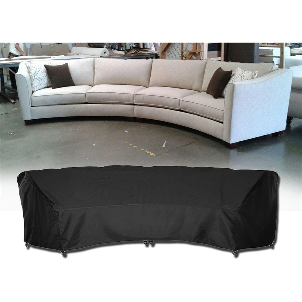 Outdoor Sectional Sofa Cover Waterproof Curved Patio Furniture Covers for Deck, Lawn and Backyard, 228x116x86cm, Black - Image 2