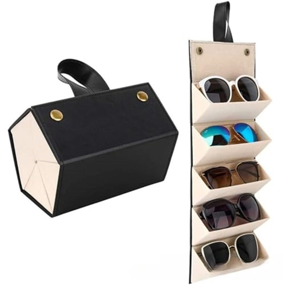 Eyeglass Case Hard Shell, Portable Sunglass Case, Fashionable PU Leather Eyeglass Case, Lightweight（black） - Image 2