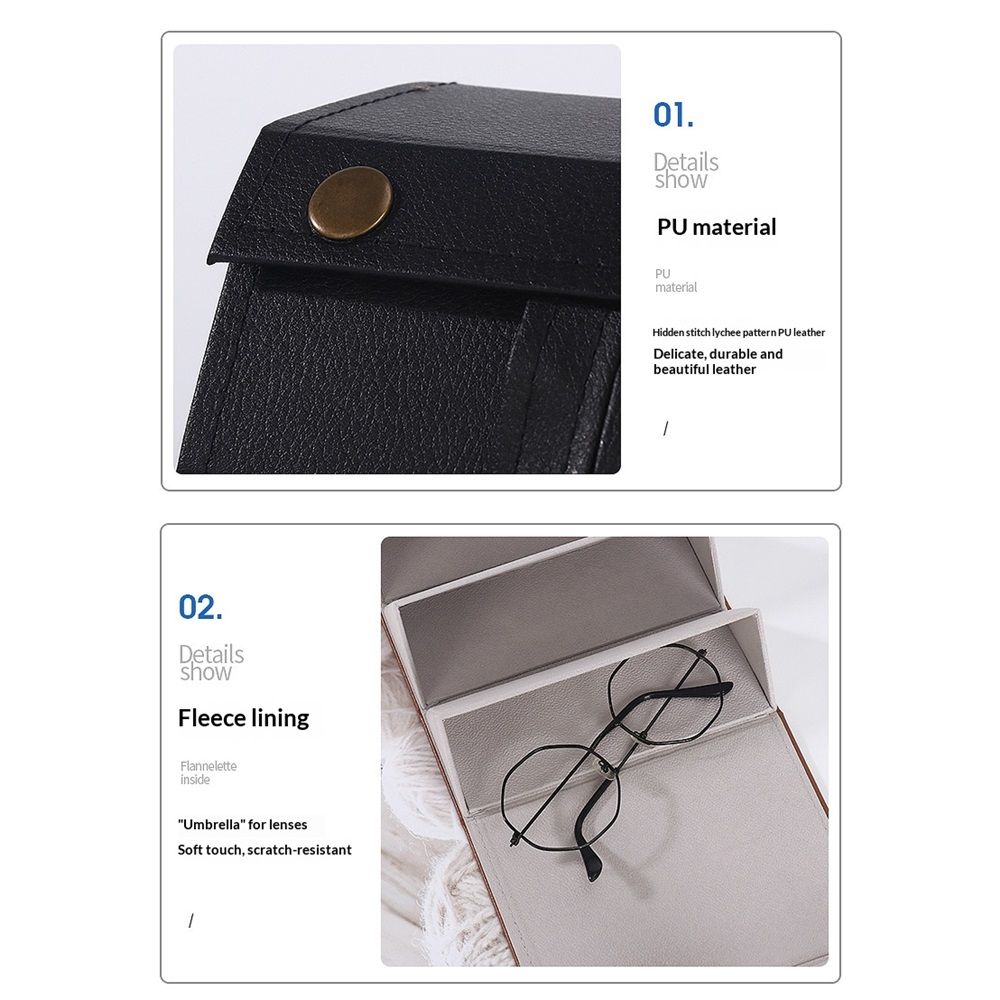 Eyeglass Case Hard Shell, Portable Sunglass Case, Fashionable PU Leather Eyeglass Case, Lightweight（black） - Image 5