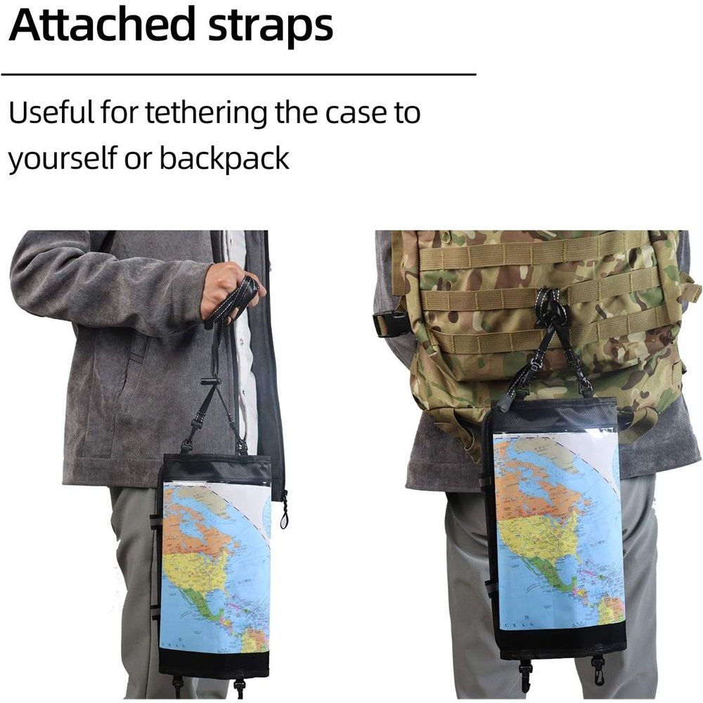 Map Case, Waterproof outdoor Hiking Map Pouch Holder with Clear Window & Lanyard, for Camping, Hiking, Documents, Electronics, Emergency, Outdoors, Black (oniy bag) - Image 5