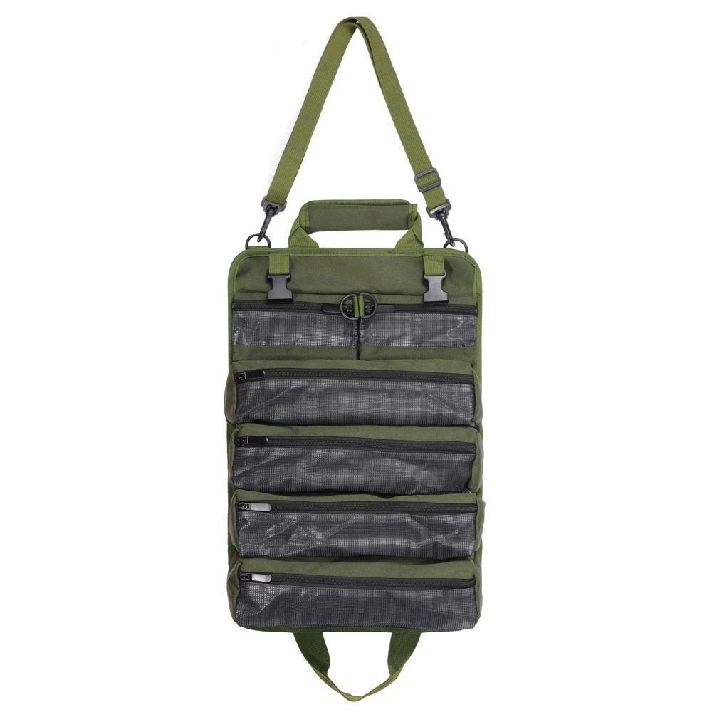 Tool Roll Bag, Heavy Duty Roll Up Tool Bag Organizer, Portable Visible Tool Storage Bag with 2 Detachable Tool Pouch (Green,oniy bag) - Image 1