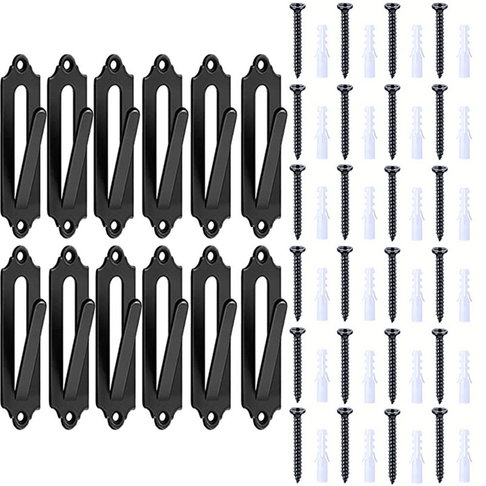 12 Pack Mount Skull Hanger Deer Skull Hangers Euro Wall Mount Bracket Hook Complete with Simple Easy Installation Kits for Indoor Outdoor Small Game Animals Mule (Black) - Image 1